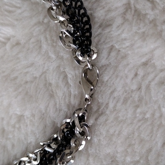 Women Multi String Necklace Black Silver Multilayer Long Chain Size 70' - Picture 5 of 7